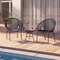 Costway 3PCS Patio Acapulco Furniture Bistro Set Plastic Rope Glass Table Black/Gray/Turquoise/White
